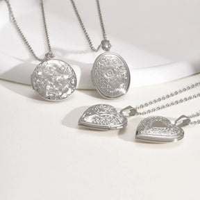 Vnox Never Fade Silver Color Stainless Steel Women Locket Pendant, Openable Heart Pendant Necklaces, Life Tree Floral Collar