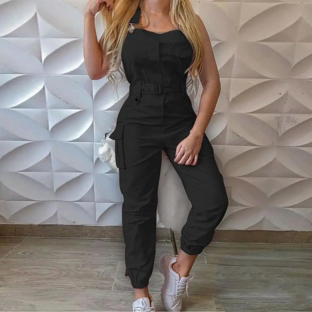 Women Romper 5 Colors Women Jumpsuit Women Sleeveless Slim Halter Jumpsuit Romper Casual Backless Pockets Overalls Playsuit