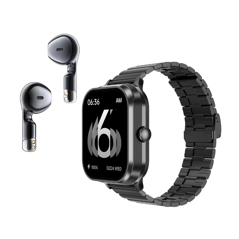 D8 Pro Smart Watch Large Screen With Earbuds TWS 2 In 1 Wireless Bluetooth Noise Earphones NFC Headset Music Sports Smartwatch