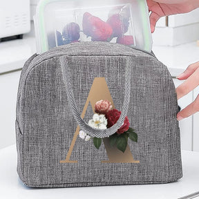 Thermal Food Picnic Lunch Box Insulated School Child Tote Lunch Bags for Work Cute Gold Letter Pattern Cooler Bag for Women