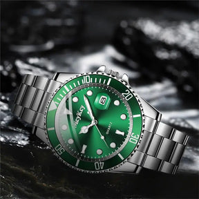 Hot Sale Men's Steel Strap Green Aqua Ghost with Calendar Quartz Watch Classic Men's Watches Fashion Matching Goods