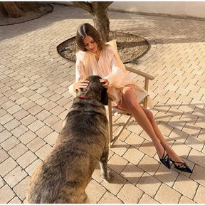 Fashion Ruffles Hem Solid Mini Dress Women Elegant O-neck Lantern Sleeve Short Dresses 2025 New High Street Vocation Vestidos