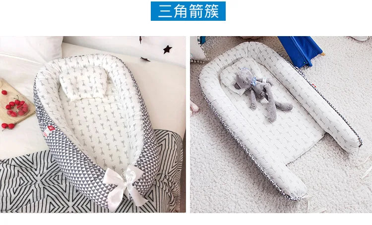 Infant Newborn Baby Lounger Portable Baby Nest Bed for Girls Boys Cotton Crib Toddler Bed Baby Nursery Carrycot Co Sleeper Bed
