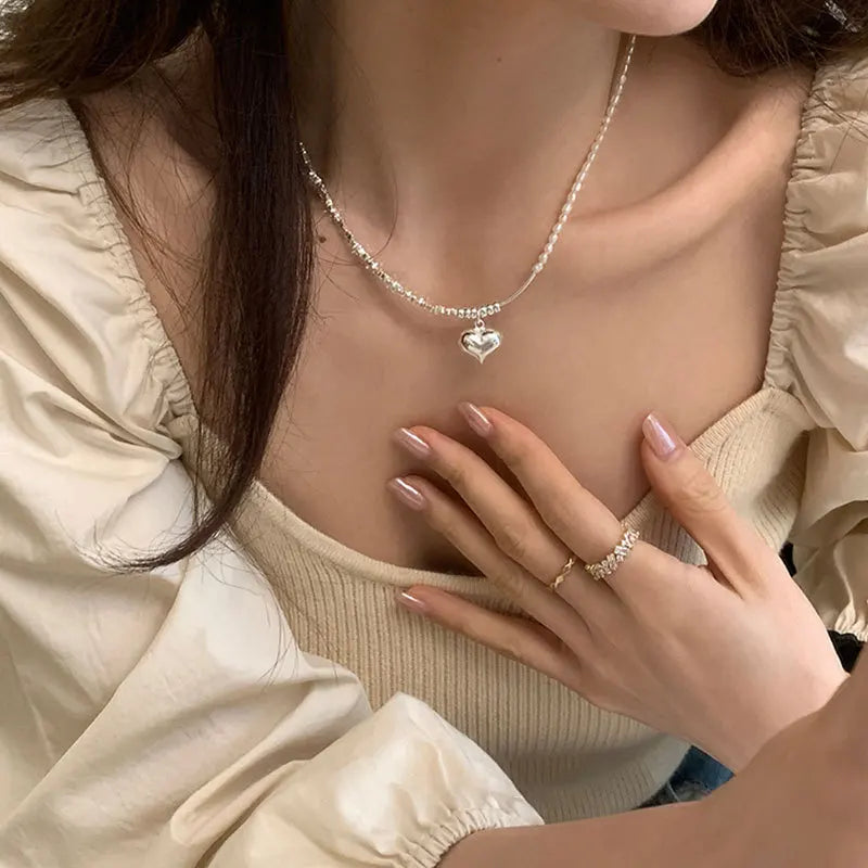 Popular 925 Sterling Silver Fashion Pearl Necklace For Women Fine Jewelry Wedding Party Birthday Gift