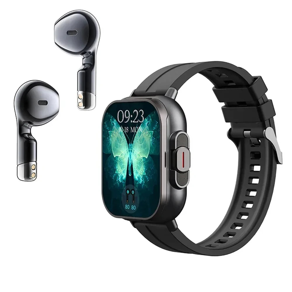 TWS 2 In 1 Smart Sports Watch Wireless Bluetooth Headset Calling Health Monitor Fitness Record Watches With Headset