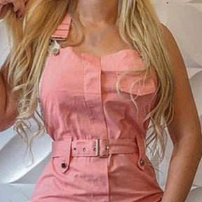 Women Romper 5 Colors Women Jumpsuit Women Sleeveless Slim Halter Jumpsuit Romper Casual Backless Pockets Overalls Playsuit