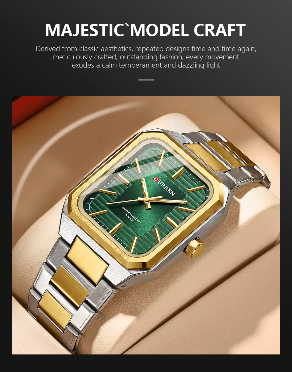 CURREN NEW Rectangular Business Watches for Men 2023 Fashion Brand Quartz Stainless Steel Band Wristwatch Male Clock 8457