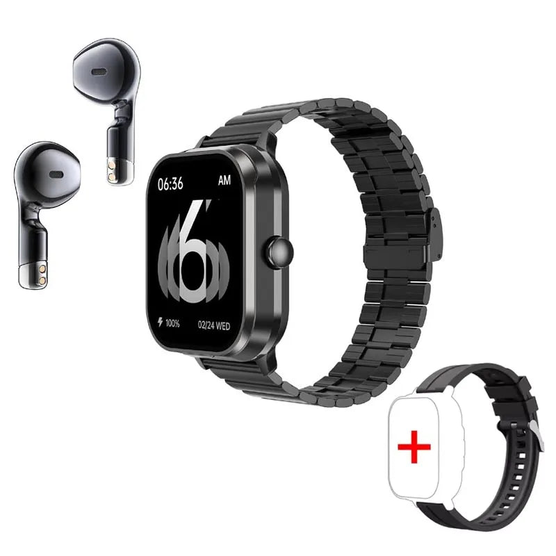 D8 Pro Smart Watch Large Screen With Earbuds TWS 2 In 1 Wireless Bluetooth Noise Earphones NFC Headset Music Sports Smartwatch