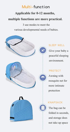 Portable Baby Bed Infant Travel Crib Multi-function Bebe Bed Newborn Crib with Mosquito Net Baby Travel Cot Cribs for Baby Nest