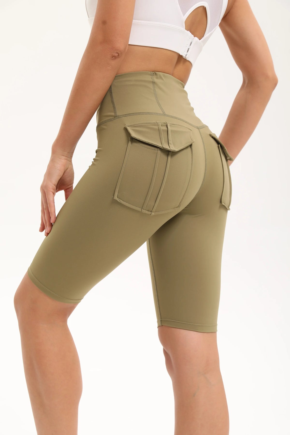 Women Yoga Legging Short High Waist Fitness Quick Drying Cycling Workout Gym Shorts Breathable sports pants with Butt pocket