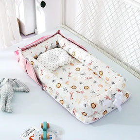 New Infant Cotton Cradle Crib Newborn Basket Bassinet Newborn Bed Portable Baby Nest for Boys Girls Travel Bag Cot Cushion Gift