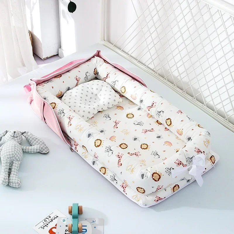 New Infant Cotton Cradle Crib Newborn Basket Bassinet Newborn Bed Portable Baby Nest for Boys Girls Travel Bag Cot Cushion Gift