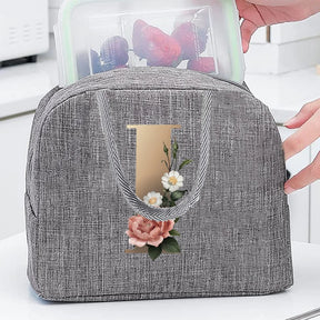 Thermal Food Picnic Lunch Box Insulated School Child Tote Lunch Bags for Work Cute Gold Letter Pattern Cooler Bag for Women