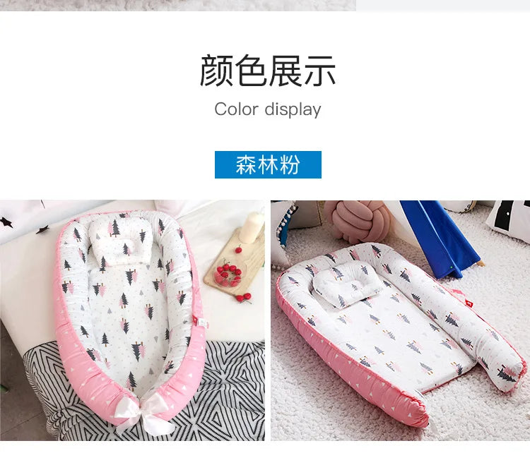 Infant Newborn Baby Lounger Portable Baby Nest Bed for Girls Boys Cotton Crib Toddler Bed Baby Nursery Carrycot Co Sleeper Bed