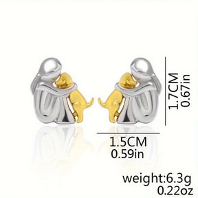 New Original Design Little Girl Ang Dog Hug Pendant Necklace for Women Cute Sweet Cartoon Christmas Friendship Jewelry Gift