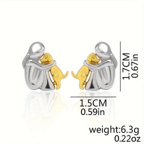 New Original Design Little Girl Ang Dog Hug Pendant Necklace for Women Cute Sweet Cartoon Christmas Friendship Jewelry Gift