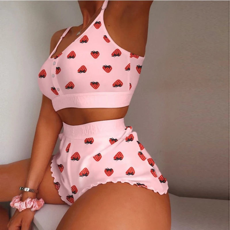 Summer Sexy Tank Top and Tropical Print Shorts Set With Belt Two Piece Suit Sleeveless Tops Party Wear Sets