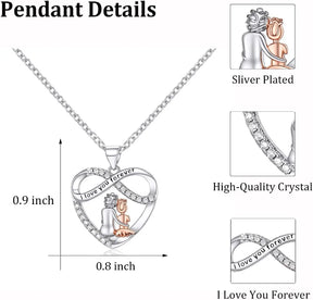 Grandma Granddaughter Necklace W Wish Card, Infinity Heart Pendant Birthday Mother's Day Christmas Gifts Jewelry for Women Girls
