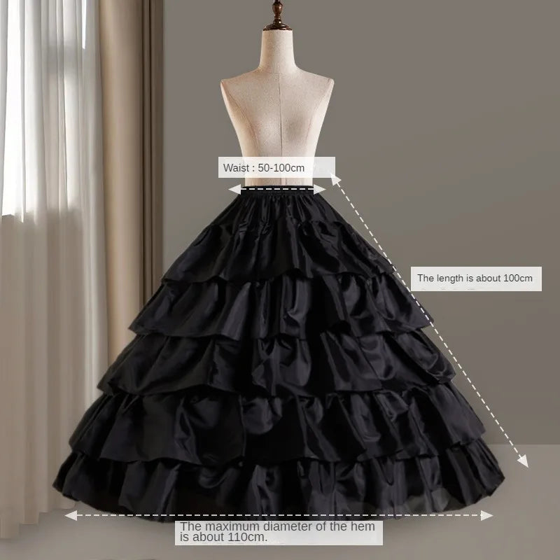 6-Hoops Underskirt Women Petticoat Wedding Dress Pleated Crinoline White a Line Floor Length Under Skirt Cancan Pettidresses