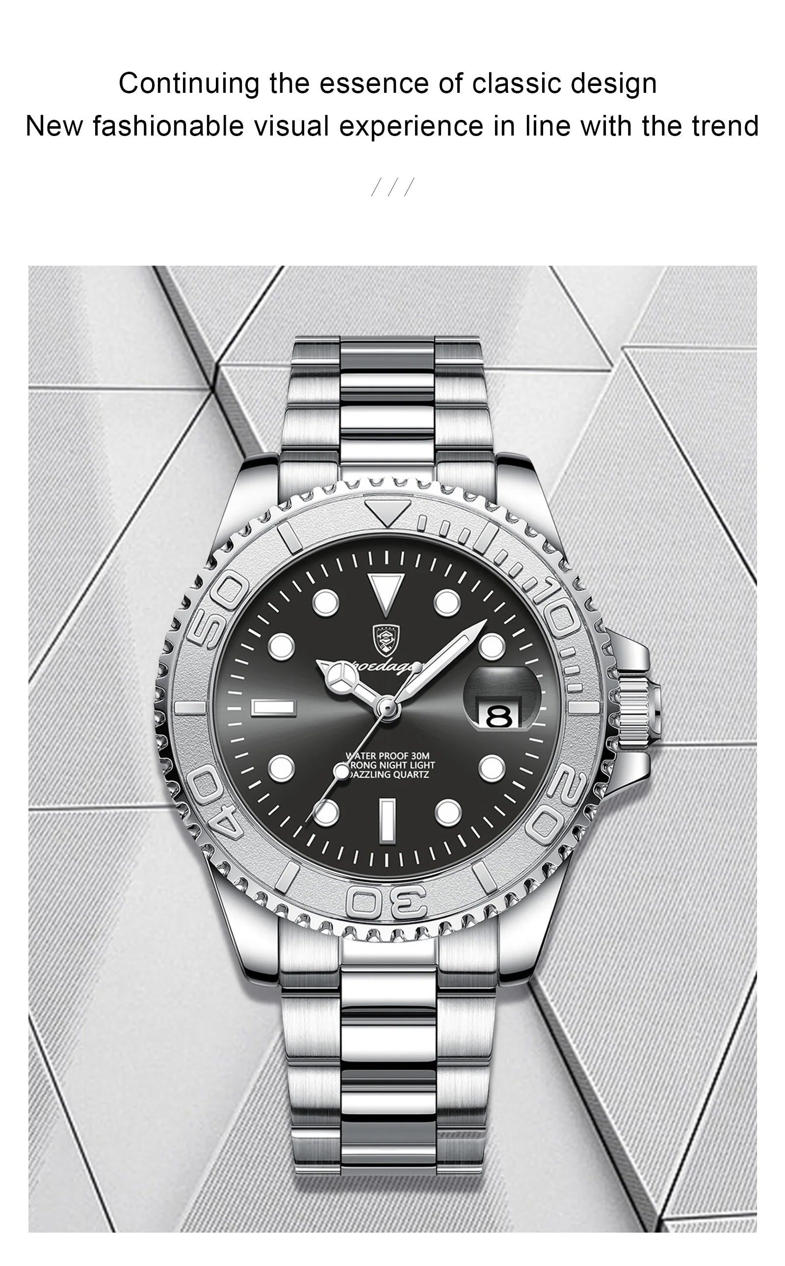 POEDAGAR Luxury Men Watch Business Quartz Man Clock Sports Waterproof Luminous Date Stainless Steel Men's Watches Male Reloj+box
