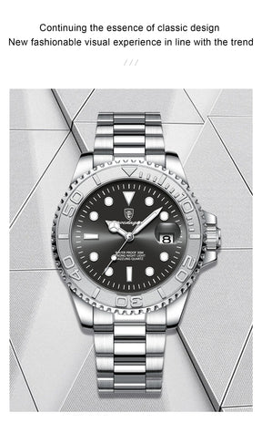 POEDAGAR Luxury Men Watch Business Quartz Man Clock Sports Waterproof Luminous Date Stainless Steel Men's Watches Male Reloj+box
