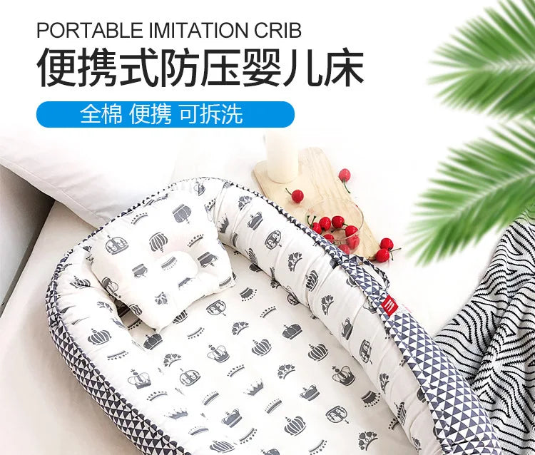 Infant Newborn Baby Lounger Portable Baby Nest Bed for Girls Boys Cotton Crib Toddler Bed Baby Nursery Carrycot Co Sleeper Bed