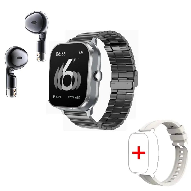 D8 Pro Smart Watch Large Screen With Earbuds TWS 2 In 1 Wireless Bluetooth Noise Earphones NFC Headset Music Sports Smartwatch