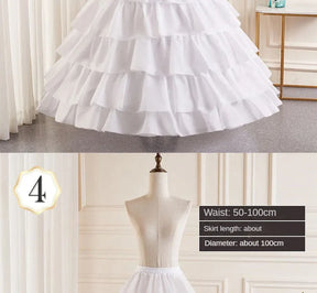 6-Hoops Underskirt Women Petticoat Wedding Dress Pleated Crinoline White a Line Floor Length Under Skirt Cancan Pettidresses