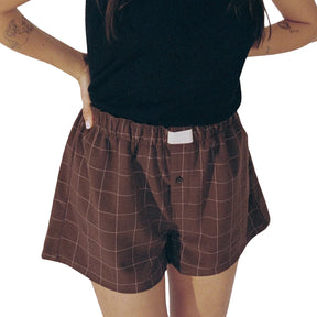 Women s Y2K Summer Lounge Shorts Checkered Printed Sports Shorts with Button Elastic Pajamas Short for Women
