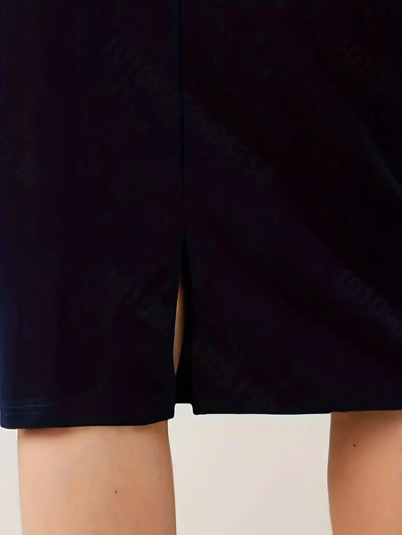 2024 Summer Plus Size Solid Slim Skirt, Casual High Waist Slit Skirt, Women's Plus SizeClothing