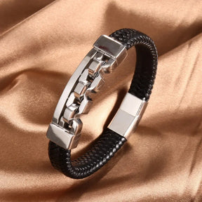 Trend Multi-Layer Leather Braided Hollow Lock Magnetic Buckle Bracelet Glamour Men's Bracelet New Fashion Jewelry Punk Accessori