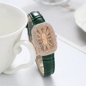WOKAI high quality fashion luxury Full diamond Pigeon Egg Diamond Lady quartz belt Watch Girl student PROM clock vintage