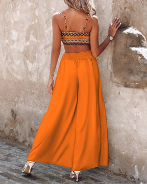 Women's Fashion Spring/Summer Sleeveless Tank Slim Fit Short Top Elegant High Waist Casual Printing Pants 2-piece Set S-3XL