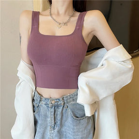 Women Push Up Camisole Padded Bra Sexy Top Suspender Tanks Fashion Printed Newspaper Camis Female Soft Sleeveless Tube Tops