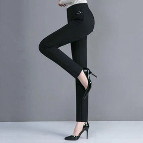 Spring Fall Women Trousers High Waist Tummy Control Women's Pants Casual Solid Color Ankle Length Office Pants for Work