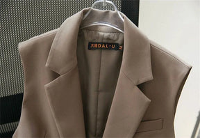 Korean Vest 2024 NEW Spring Summer Women's Blazer Korean Slim Sleeveless Jacket Fashion Wild Lined Coat Single Buckle Suit Vest