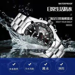 WOKAI high quality large dial men's European style waterproof luminous personality calendar watch boy business clock retro