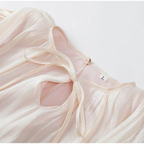 Fashion Ruffles Hem Solid Mini Dress Women Elegant O-neck Lantern Sleeve Short Dresses 2025 New High Street Vocation Vestidos