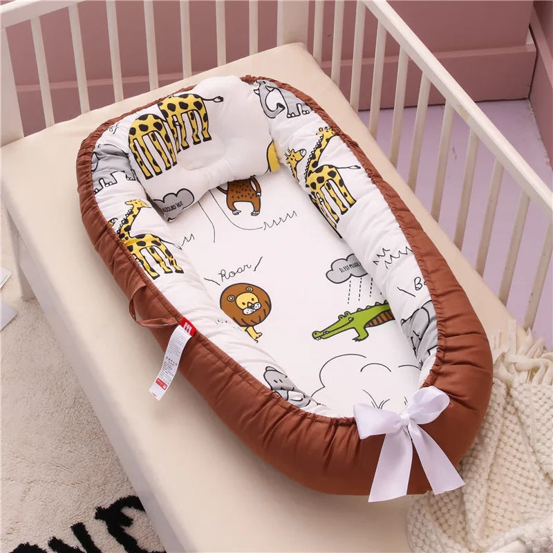Infant Newborn Baby Lounger Portable Baby Nest Bed for Girls Boys Cotton Crib Toddler Bed Baby Nursery Carrycot Co Sleeper Bed