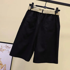 Pants Skirt for Women Shorts Summer Wide Leg Blue High Waist Straight-legged  Pockets Woman Short Black Korean Fashion Culotte
