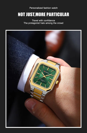 CURREN NEW Rectangular Business Watches for Men 2023 Fashion Brand Quartz Stainless Steel Band Wristwatch Male Clock 8457