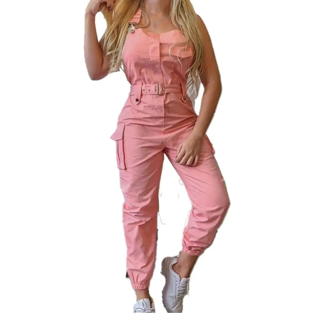 Women Romper 5 Colors Women Jumpsuit Women Sleeveless Slim Halter Jumpsuit Romper Casual Backless Pockets Overalls Playsuit