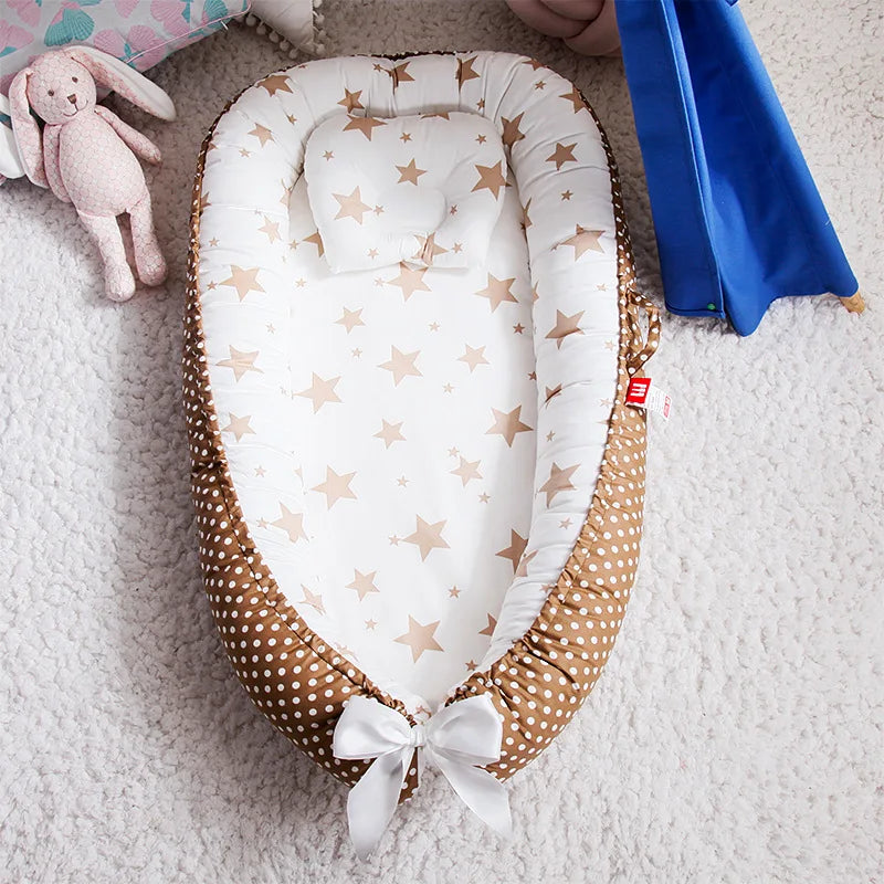 Infant Newborn Baby Lounger Portable Baby Nest Bed for Girls Boys Cotton Crib Toddler Bed Baby Nursery Carrycot Co Sleeper Bed
