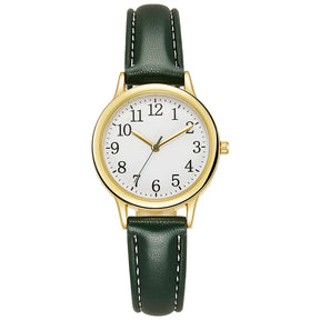 Leisure Fashion Women Quartz Watch Easy to Read Arabic Numerals Simple Dial PU Leather Strap Lady Candy Color