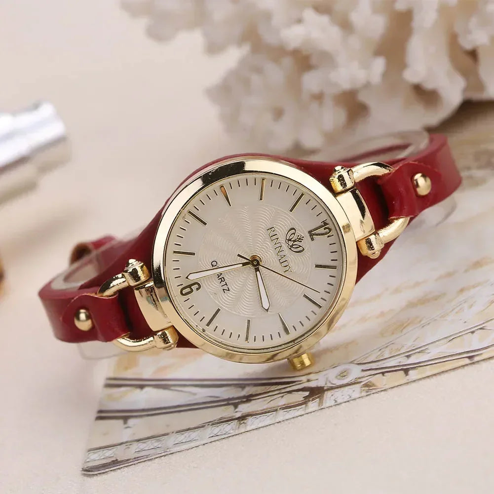 Simple Women Watch Luxury Design Leather Watch Ladies Quartz Wristwatch Solid Color Fashion Women Gift Watch Relojes Para Mujer