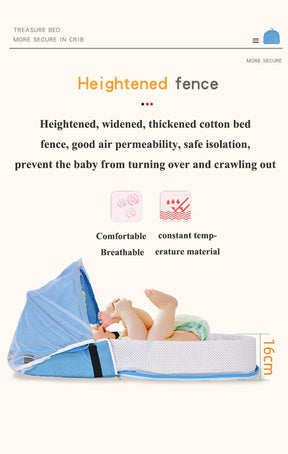 Portable Baby Bed Infant Travel Crib Multi-function Bebe Bed Newborn Crib with Mosquito Net Baby Travel Cot Cribs for Baby Nest