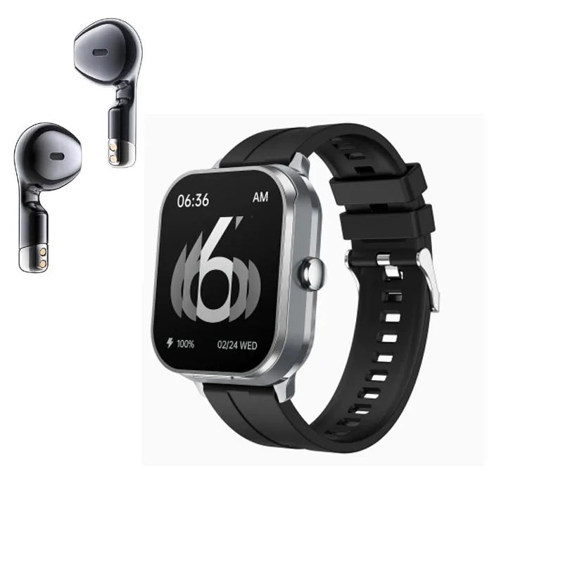D8 Pro Smart Watch Large Screen With Earbuds TWS 2 In 1 Wireless Bluetooth Noise Earphones NFC Headset Music Sports Smartwatch