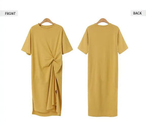 Summer Dress Casual 2024 Black Shirt Dress Midi Women Korean Style Clothes Side Split Ladies 4XL Short sleeve