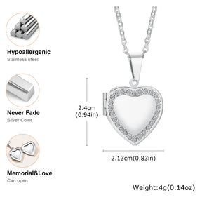 Vnox Never Fade Silver Color Stainless Steel Women Locket Pendant, Openable Heart Pendant Necklaces, Life Tree Floral Collar