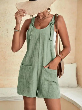 Women Wide Leg Overalls Casual Adjustable Strap Sleevelss Double Pocket Jumpsuits Sexy Loose Basic Daily Rompers OUFY-308